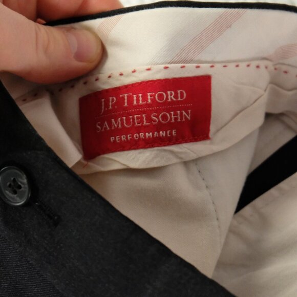 JP Tilford Samuelsohn Dress Pants Mens 40X34 Black Wool Cuffed Performance - Picture 11 of 12